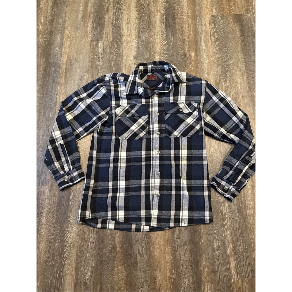 Five Brother Men's Medium Plaid Long Sleeve Flannel Shirt Snap Button